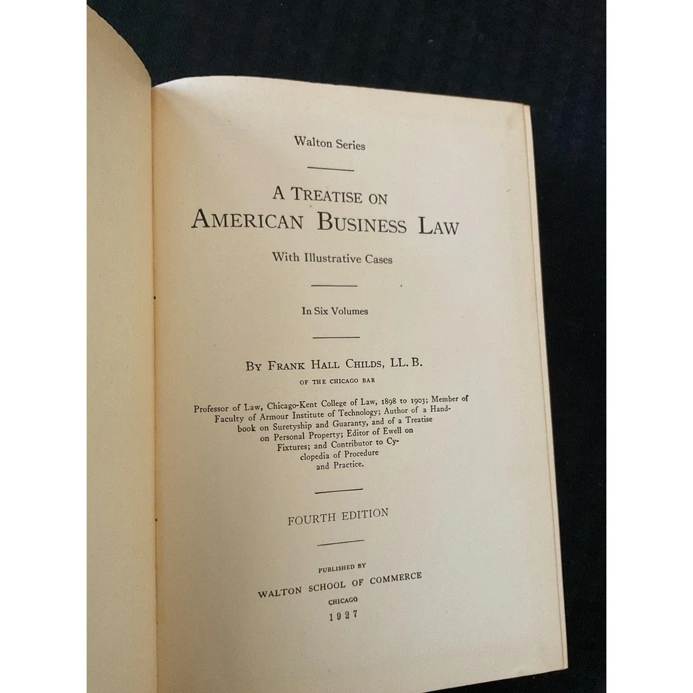 Vintage Walton Series Business Law Treatise American Law 1927 1929 Set Hardcover